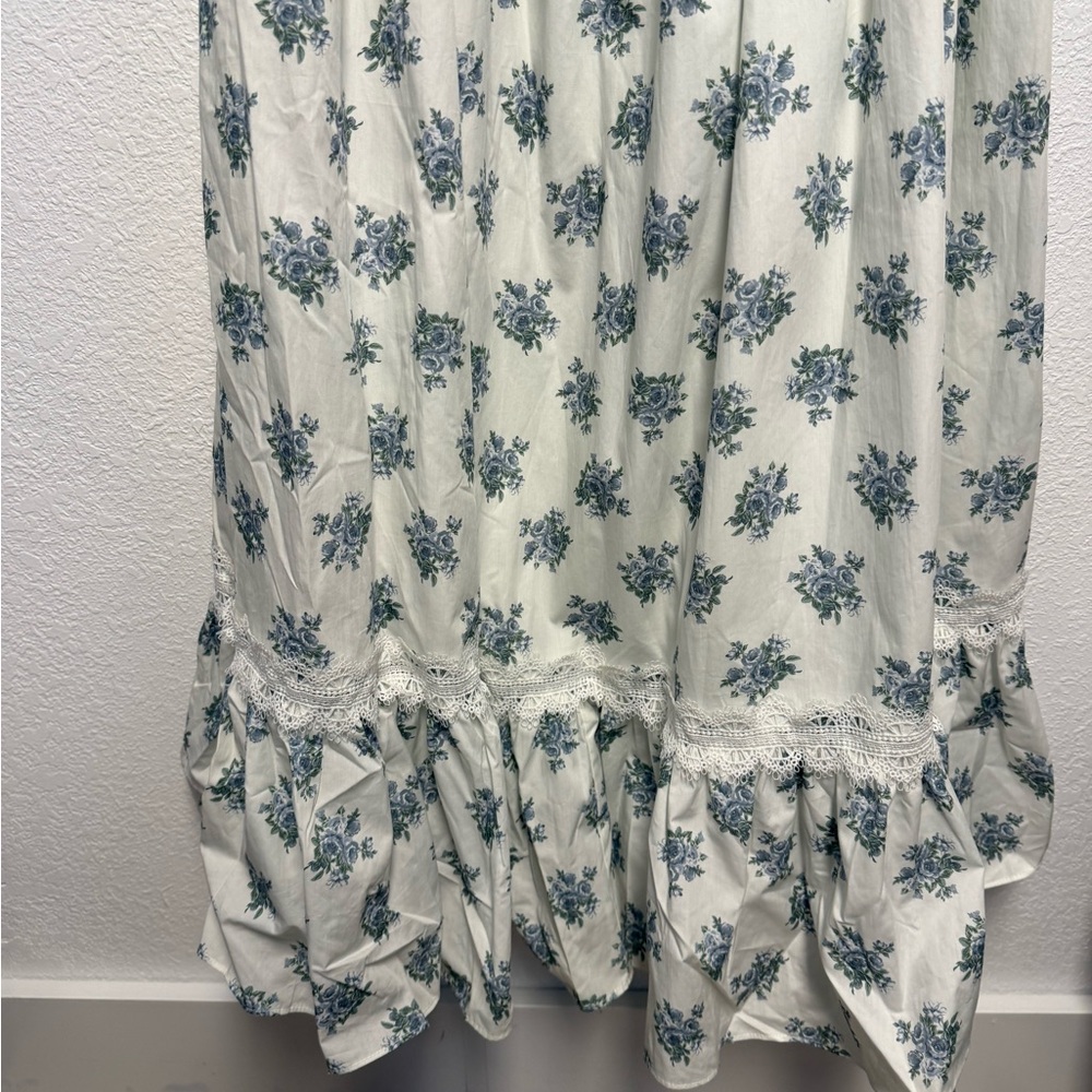 Antonio Melani Blue Floral Smocked Midi Dress NWT Size 12 Cottagecore - Picture 3 of 14